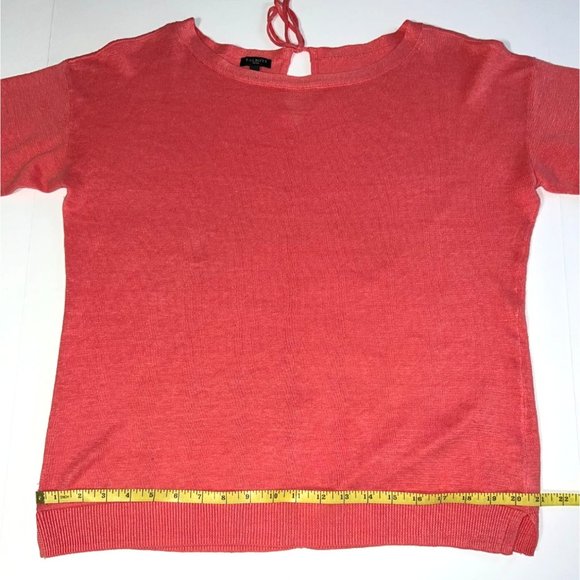 Talbots Petites - Women's M 100% Linen Pink Lightweight Sweater Tie Back - Picture 11 of 13